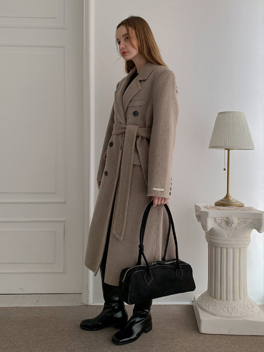 Handmade Wool Double Long Coat Beige VCOAT_036