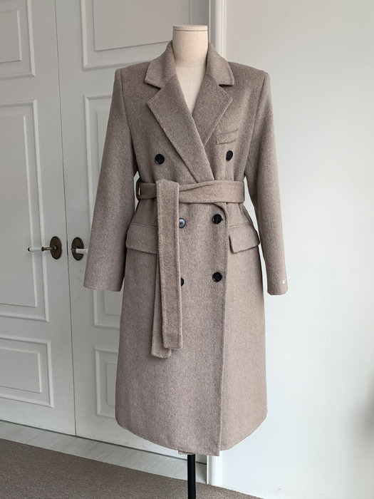 Handmade Wool Double Long Coat Beige VCOAT_036