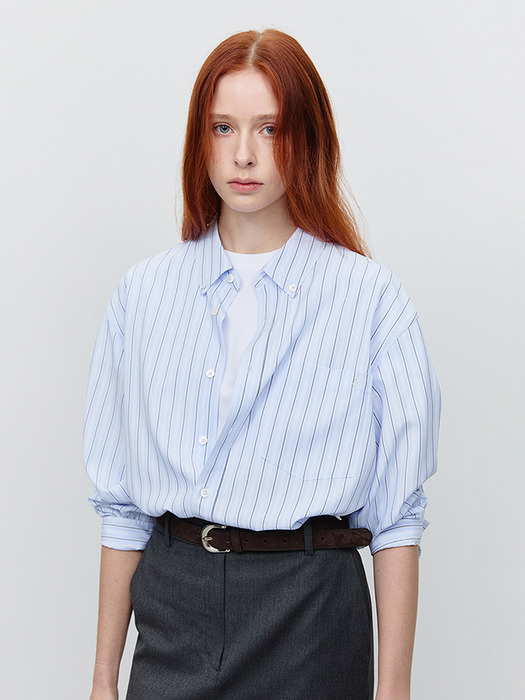 UNISEX OVERSIZED BD STRIPED SHIRT SOFT BLUE STRIPE_UDSH5A145B1