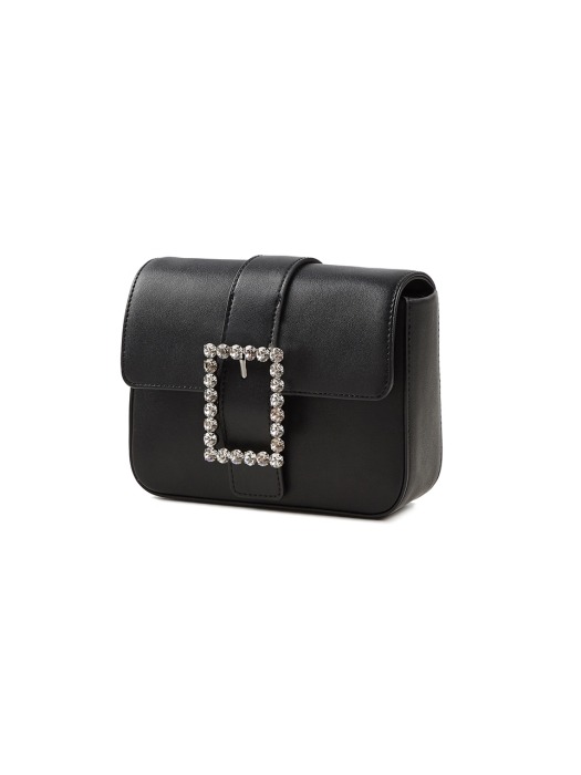 [NEW]Lady embellished Belt Bag_Black Leather