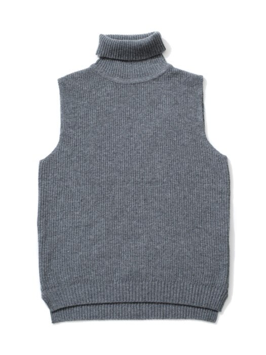 Wool80 Vest Turtle neck Knit - Grey