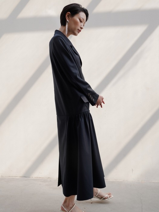 LONG JACKET DRESS _ NAVY 