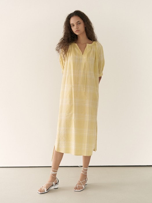 19RESORT TIE NECKLINE CHECK DRESS_3COLOR