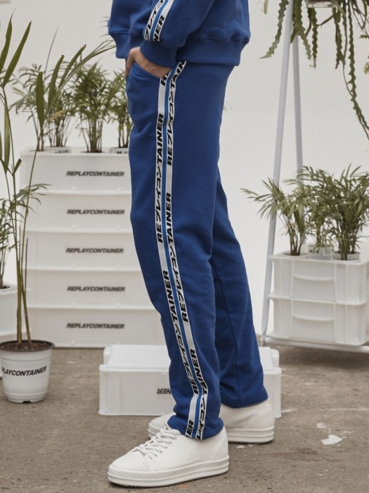 retainer tape sweat pants (cobalt blue)