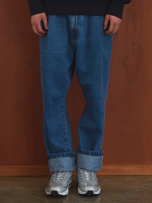 BACK BANDING MALE DENIM PANTS INDIGO