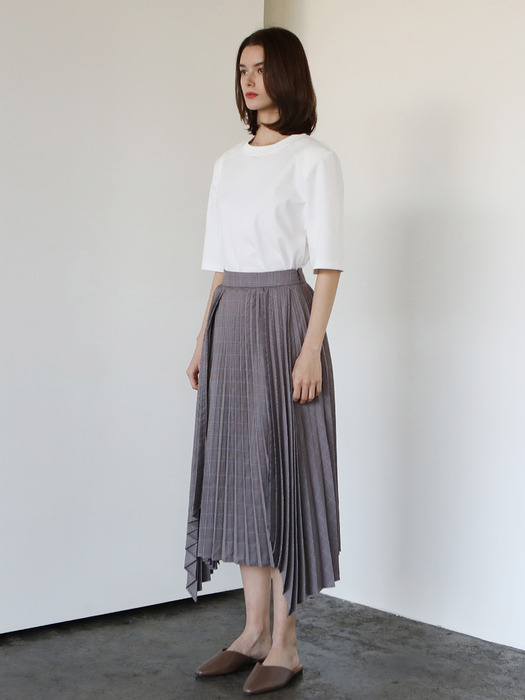 Hemline pleats skirt_Gray