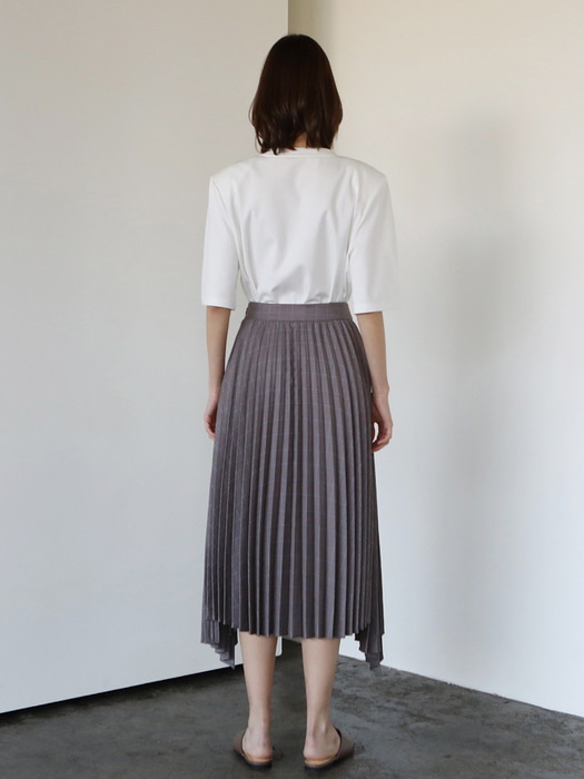 Hemline pleats skirt_Gray
