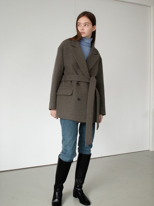 Cecile Half Coat - Khaki Gray