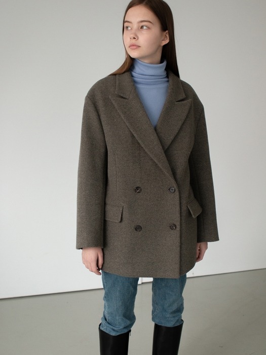 Cecile Half Coat - Khaki Gray