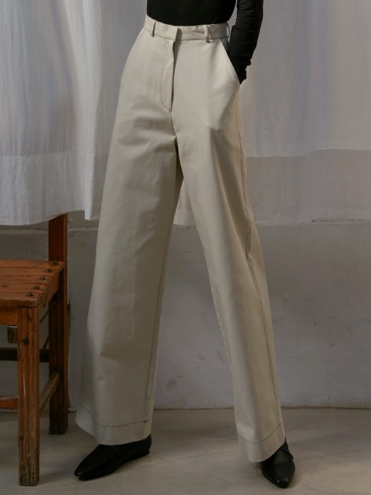 [By Joorti] J370 stitched pants (ivory)
