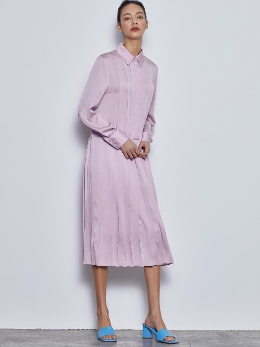 SHIRT PLEATS DRESS_PINK