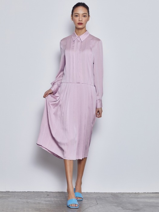 SHIRT PLEATS DRESS_PINK