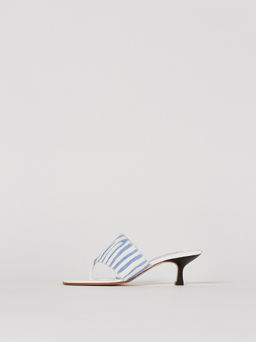 LEATHER THONG SANDALS CALF, BLUE ZEBRA PRINT