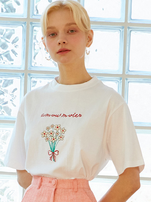 AMR1044 amour flower T-shirt (white)