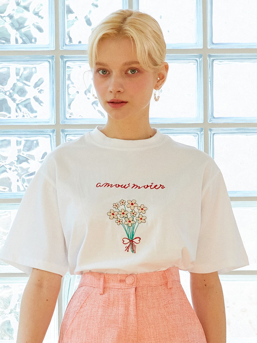 AMR1044 amour flower T-shirt (white)