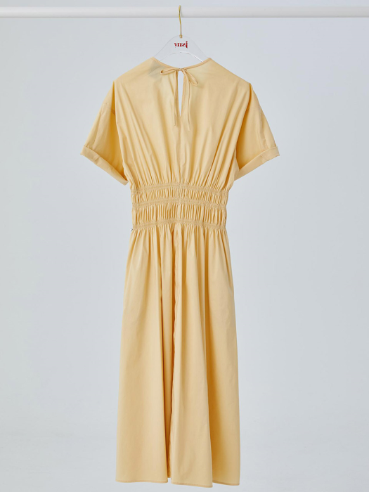 V-neck Cotton-poplin Dress [Butter Yellow] JSDR0B914Y1