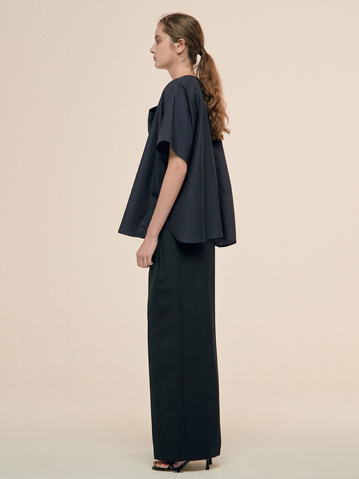 WIDE-DRAPED BLOUSE - NAVY