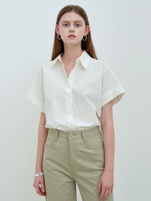 ROLL UP HALF SHIRT_CREAM