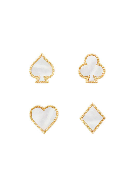 WHITE QUEENS INITIALS EARRING 