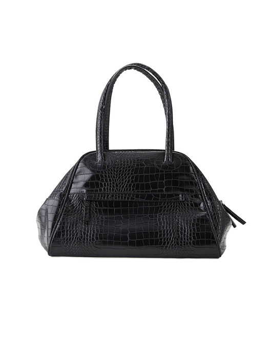 TWO ZIPPER BAG CROC ORIGINAL(BLACK PEPPER)