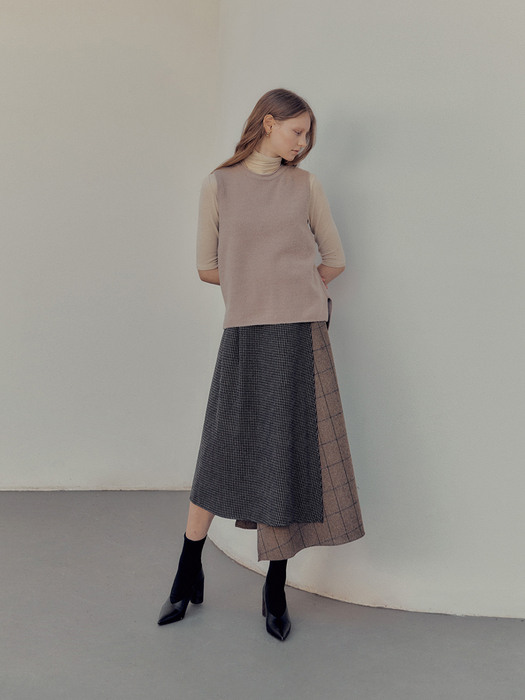 Check mixed wool skirt