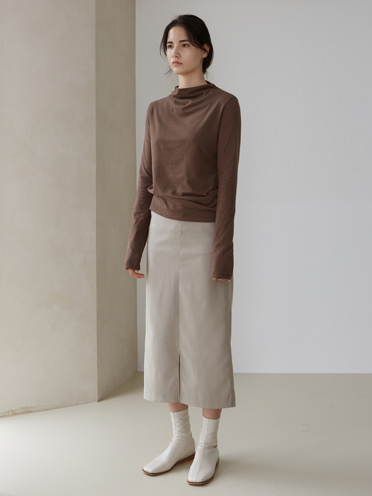DRAPPING COTTON TOP-BROWN