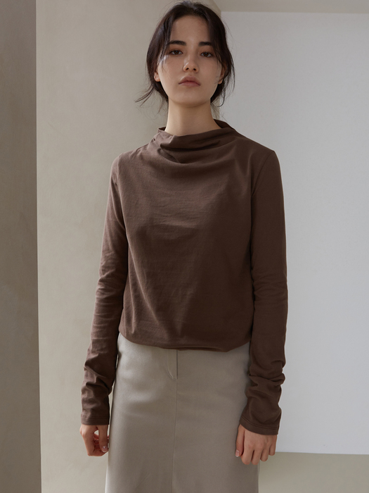 DRAPPING COTTON TOP-BROWN