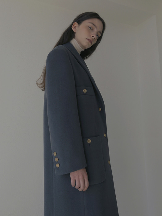 Wool 100% Oslo Coat - MIDNIGHT BLUE