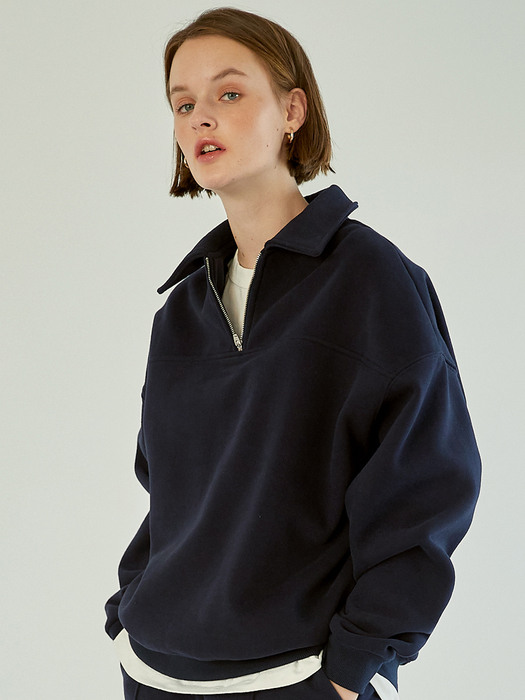 Half Zip Up Sweatshirt [Navy]