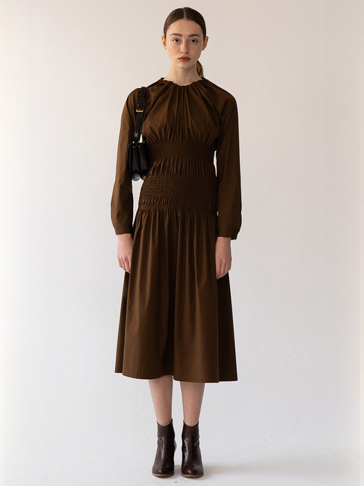 [FW20 ESSENTIAL] Double Smocked Dress Chocolate