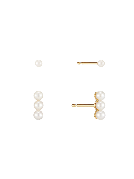 [Silver925][2SET] Triple Natural Pearl Earring SET_SE0141