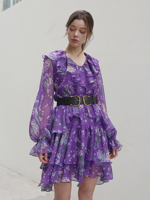 Windy flower dramatic ruffle dress