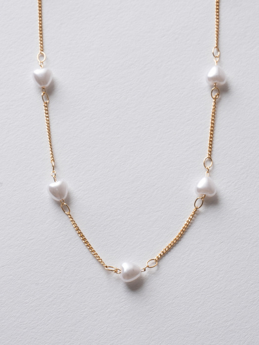 ARn20502_Heart Pearl Chain Necklace