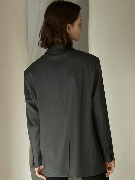 OU595 mannish single jacket (deep gray)