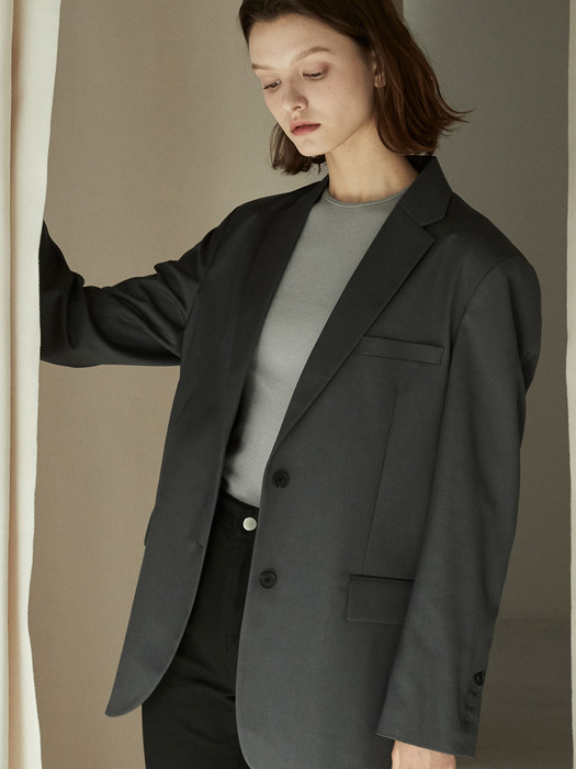 OU595 mannish single jacket (deep gray)