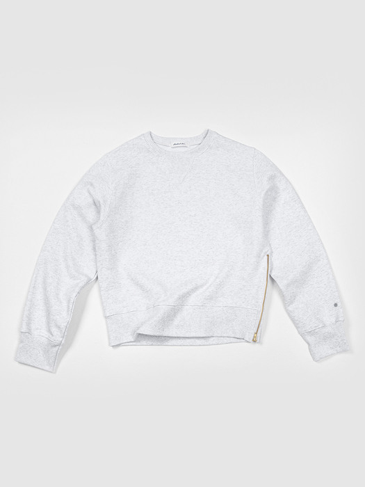 Side zipper sweatshirts-white melange	