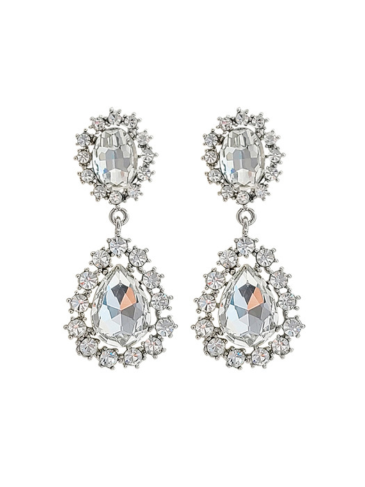 White Crystal drop Shaped Earrings