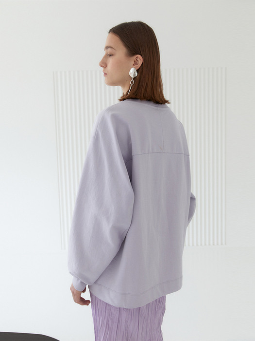 MANNON_Soft Volume Silhouette Logoed Sweat Shirt_Lavender