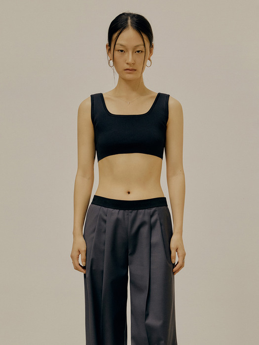 21SS CROPPED KNIT TOP - BLACK