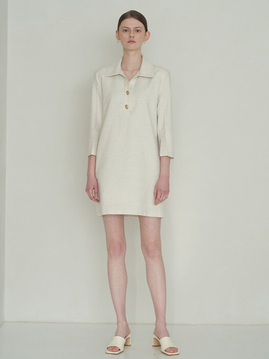 Linen Y Collar Dress