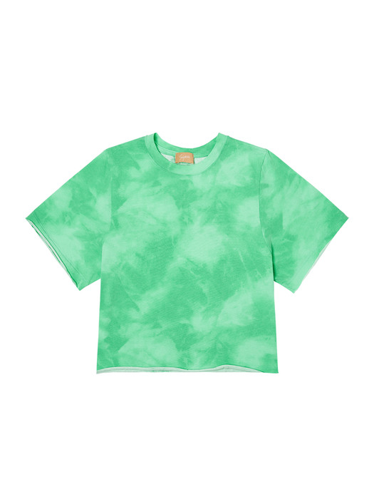 SI TP 5031 Tie-dye Washing Crop T-shirt_Bright green 