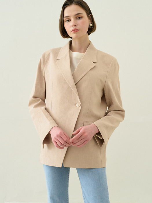 monts 1310 single breasted linen jacket (beige)