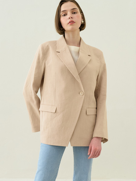 monts 1310 single breasted linen jacket (beige)