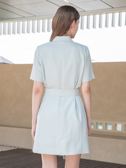 Half Sleeve Jacket Belt Dress Mint