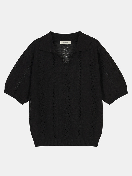 collar crochet knit (black)