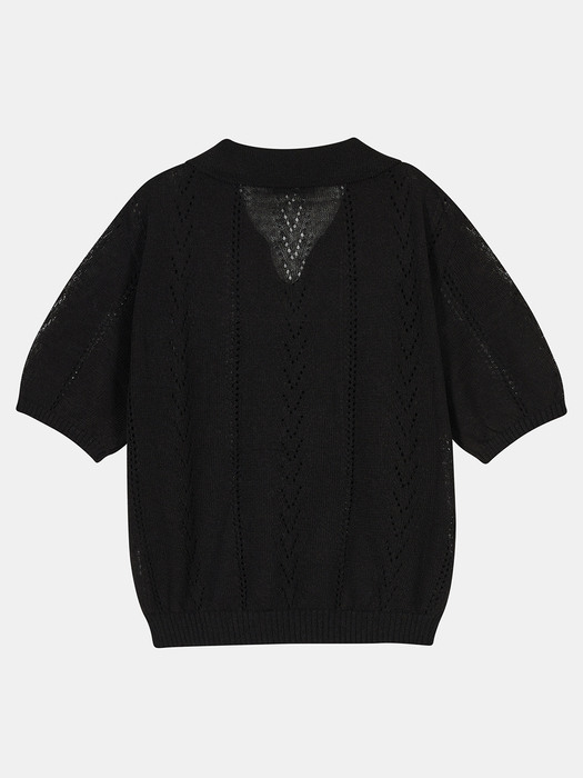 collar crochet knit (black)