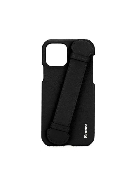 LEATHER IPHONE 12 / 12PRO HANDLE CASE - BLACK