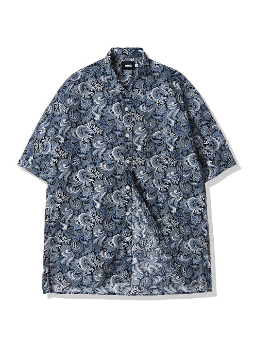 COMPLEX BYZANTINE PAISLEY 1/2 SHIRT NAVY