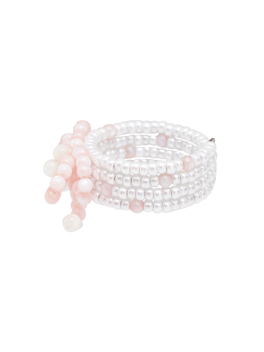 Wire Ribbon Beads Ring (Baby Pink)