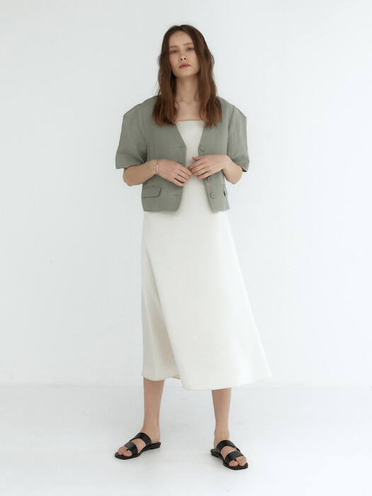 Linen collarless jaket (mint)